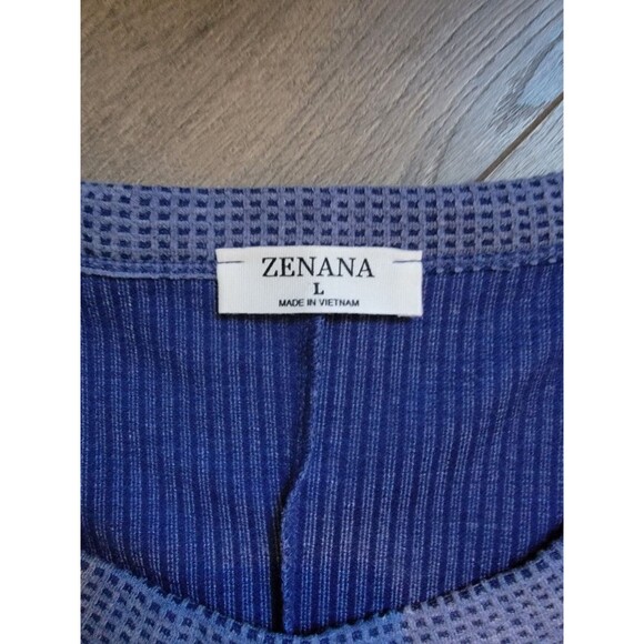 Zenana Waffle Short Sleeve Top Sz L - Picture 3 of 3